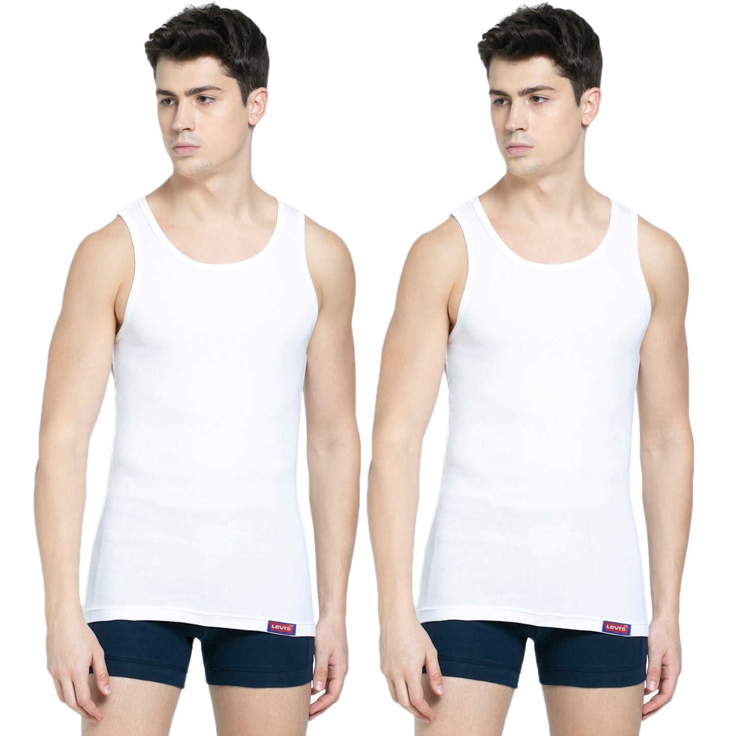 LV'S PACK OF 2 COMBED COTTON STRETCH UNDERSHIRTS (VEST)