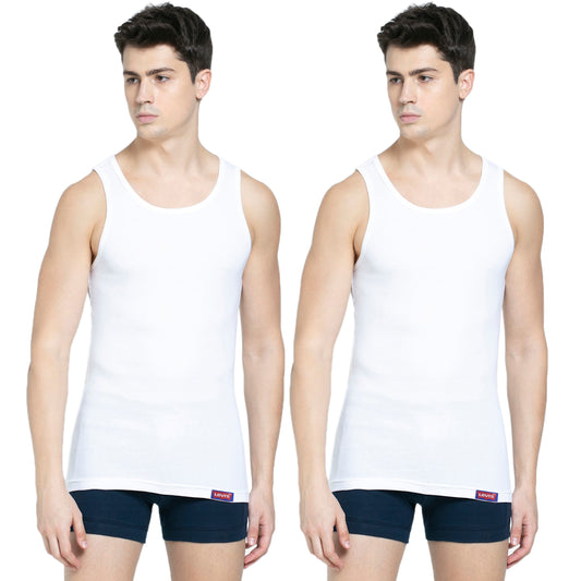 V03-LV'S PACK OF 2 COMBED COTTON STRETCH UNDERSHIRTS (VEST)